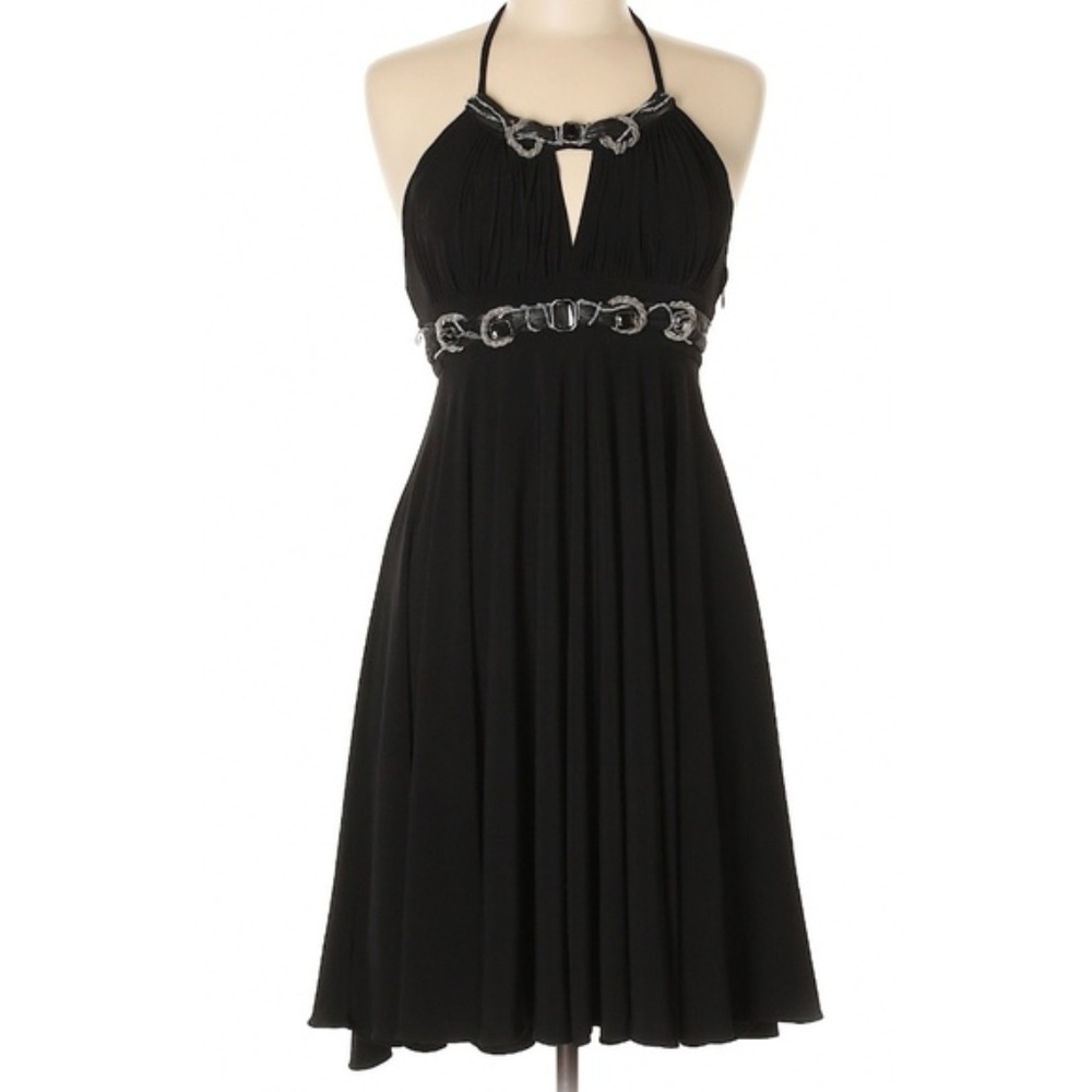Alberto Makali Black Dress with Silver Accents - Size 4  - LBD Empire Waist